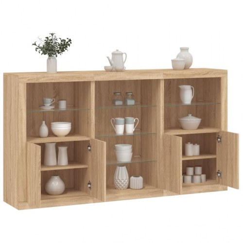 Skænk med LED-lys 181,5×37×100 cm - sonoma-eg