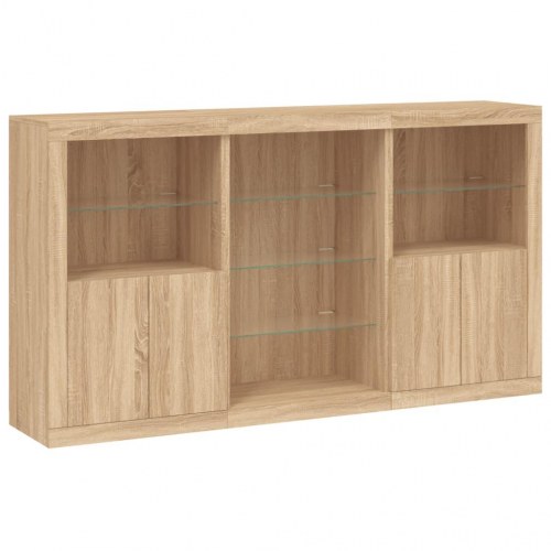 Skænk med LED-lys 181,5×37×100 cm - sonoma-eg