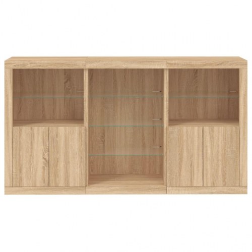 Skænk med LED-lys 181,5×37×100 cm - sonoma-eg