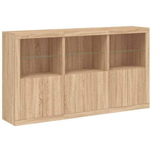 Skænk med LED-lys 181,5×37×100 cm - sonoma-eg