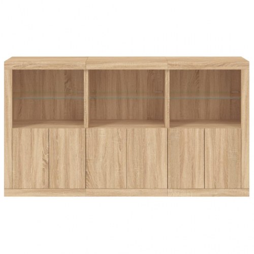 Skænk med LED-lys 181,5×37×100 cm - sonoma-eg