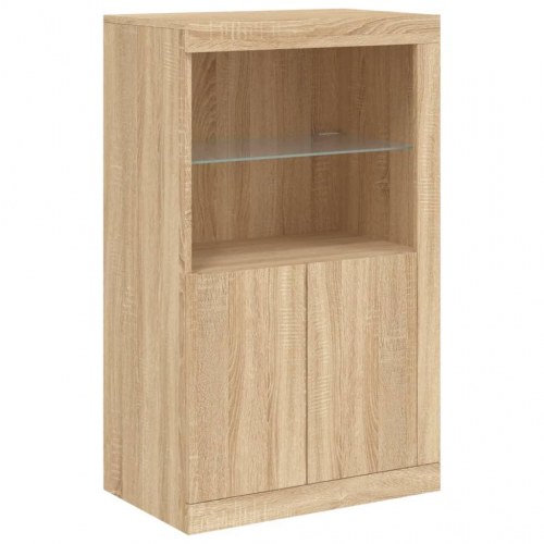 Skænk med LED-lys 181,5×37×100 cm - sonoma-eg
