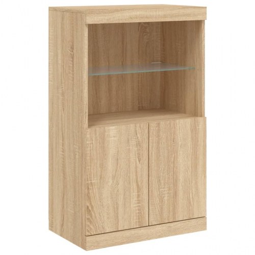 Skænk med LED-lys 181,5×37×100 cm - sonoma-eg