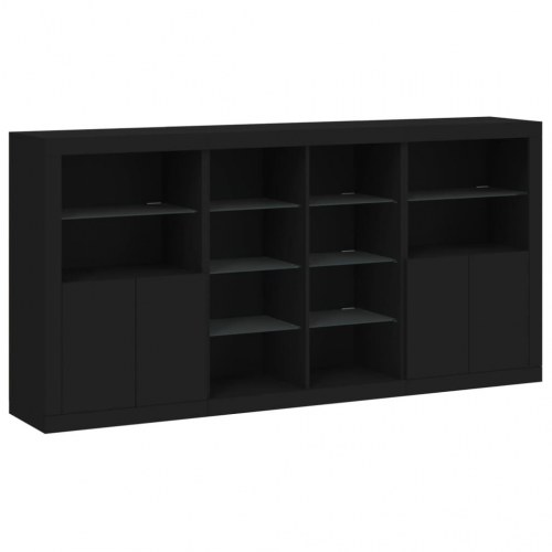 Skænk med LED-lys 202x37x100 cm sort
