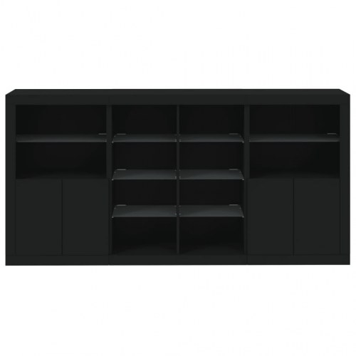 Skænk med LED-lys 202x37x100 cm sort