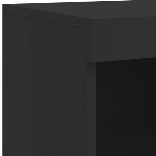 Skænk med LED-lys 202x37x100 cm sort