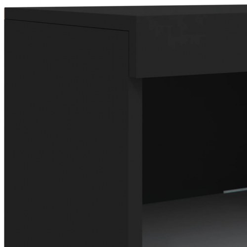 Skænk med LED-lys 202x37x100 cm sort