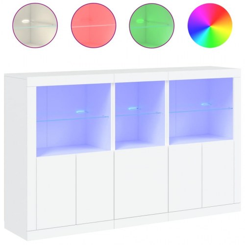 Skænk med LED-lys 162×37×100 cm - hvid