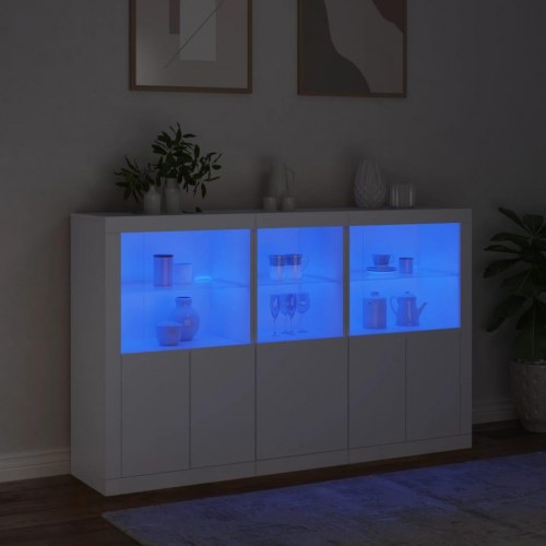 Skænk med LED-lys 162×37×100 cm - hvid