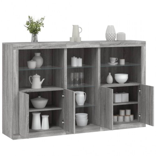 Skænk med LED-lys 162×37×100 cm - grå sonoma-eg