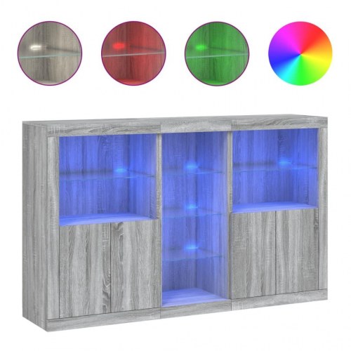 Skænk med LED-lys 162×37×100 cm - grå sonoma-eg