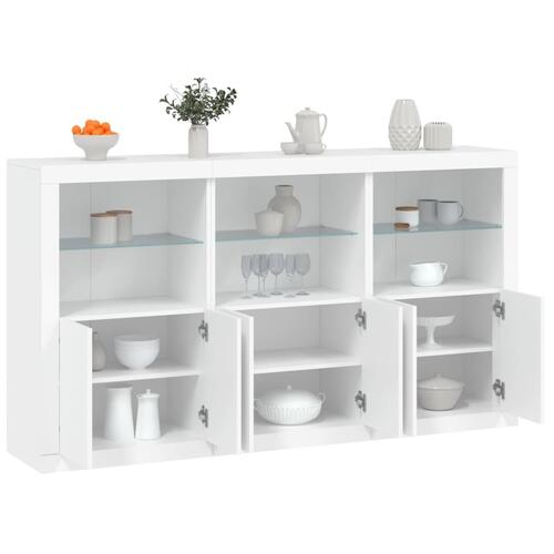 Skænk med LED-lys 181,5x37x100 cm hvid