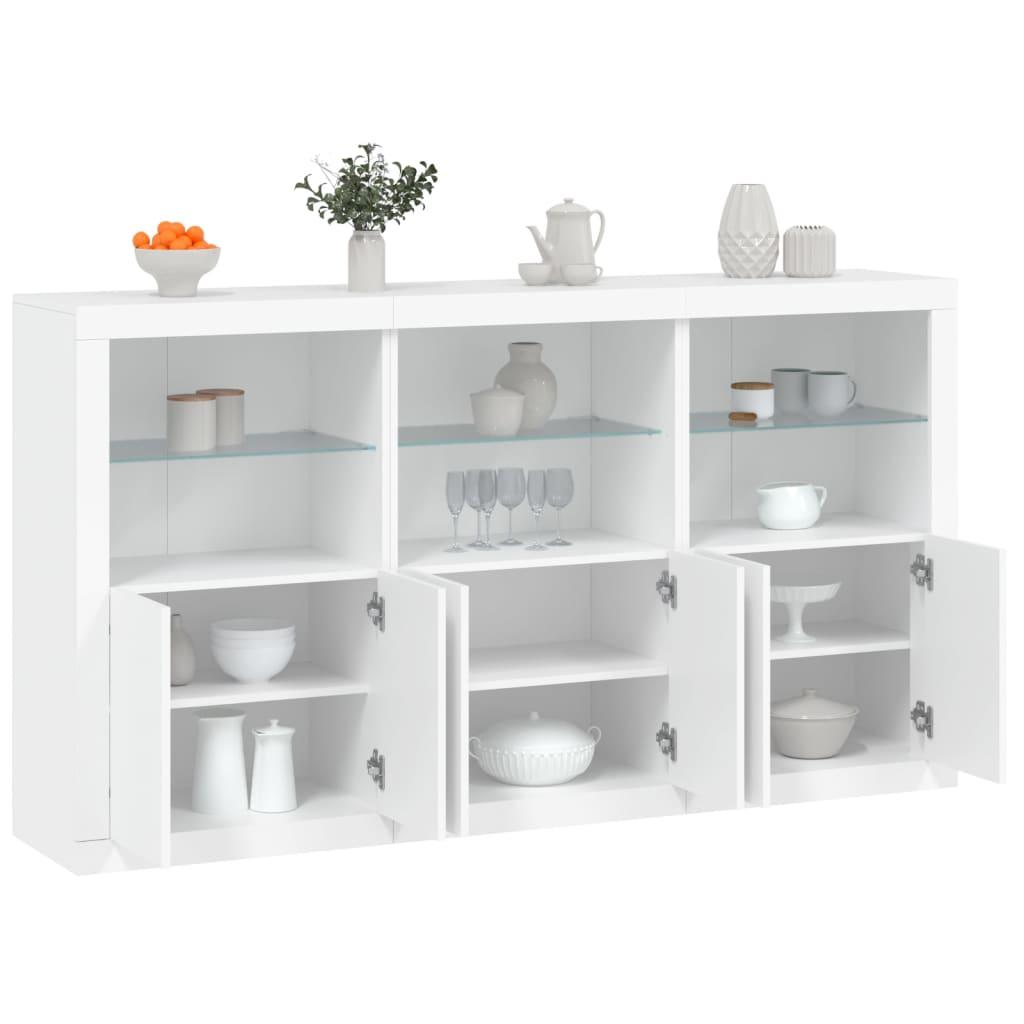 Skænk med LED-lys 181,5x37x100 cm hvid