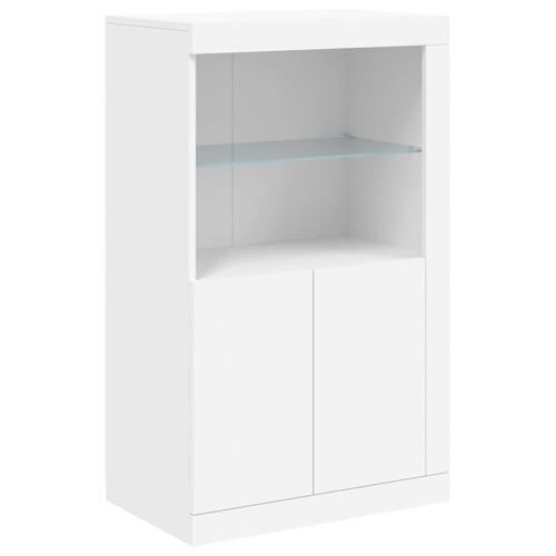 Skænk med LED-lys 181,5x37x100 cm hvid
