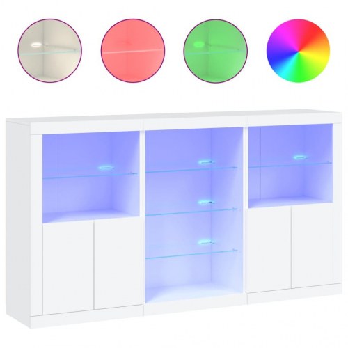 Skænk med LED-lys - 181,5 × 37 × 100 cm, hvid