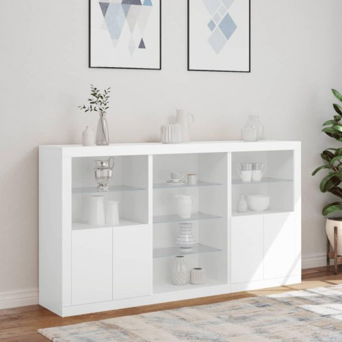Skænk med LED-lys - 181,5 × 37 × 100 cm, hvid