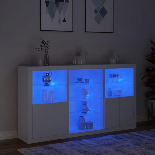 Skænk med LED-lys - 181,5 × 37 × 100 cm, hvid