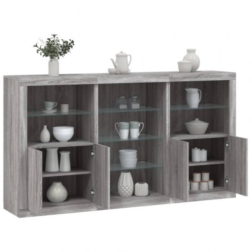 Skænk med LED-lys 181,5×37×100 cm - grå sonoma-eg