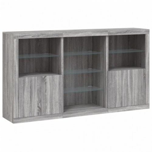 Skænk med LED-lys 181,5×37×100 cm - grå sonoma-eg