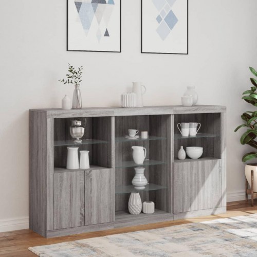 Skænk med LED-lys 181,5×37×100 cm - grå sonoma-eg