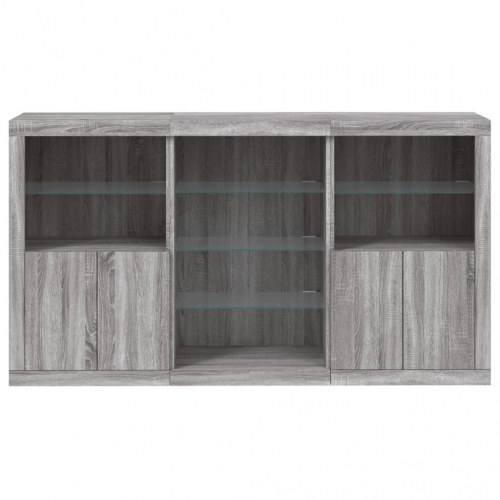 Skænk med LED-lys 181,5×37×100 cm - grå sonoma-eg