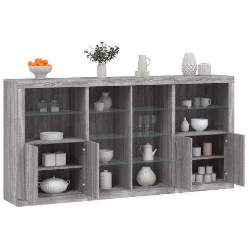 Skænk med LED-lys 202×37×100 cm - grå sonoma-eg