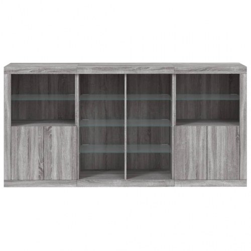 Skænk med LED-lys 202×37×100 cm - grå sonoma-eg