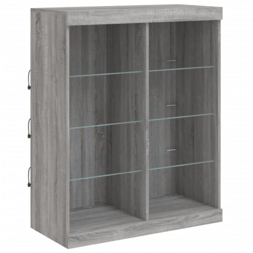 Skænk med LED-lys 202×37×100 cm - grå sonoma-eg