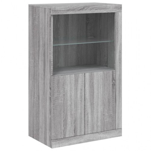 Skænk med LED-lys 202×37×100 cm - grå sonoma-eg