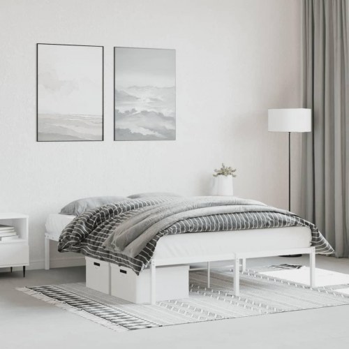 Sengeramme i metal 135 x 190 cm - hvid