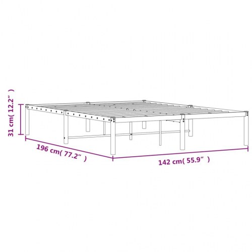 Sengeramme i metal 135 x 190 cm - hvid