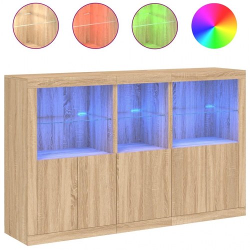 Skænk med LED-lys 162×37×100 cm - sonoma-eg