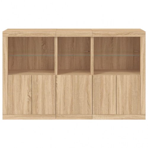 Skænk med LED-lys 162×37×100 cm - sonoma-eg
