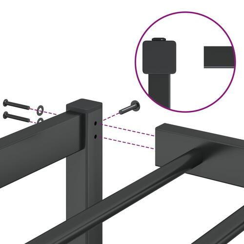 Sengeramme 75x190 cm metal sort