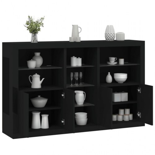 Skænk med LED-lys 162x37x100 cm sort