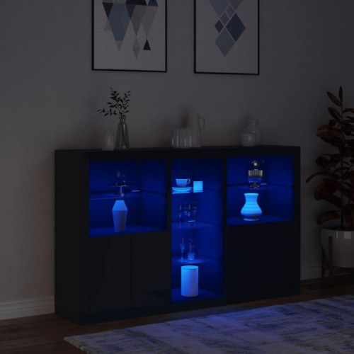 Skænk med LED-lys 162x37x100 cm sort