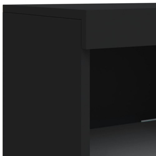Skænk med LED-lys 162x37x100 cm sort