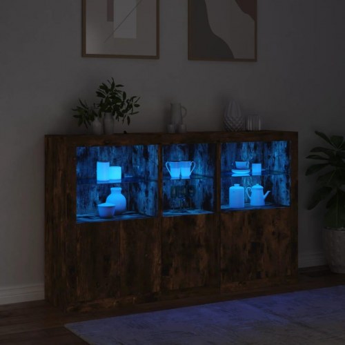 Skænk med LED-lys 162×37×100 cm - røget egetræsfarve