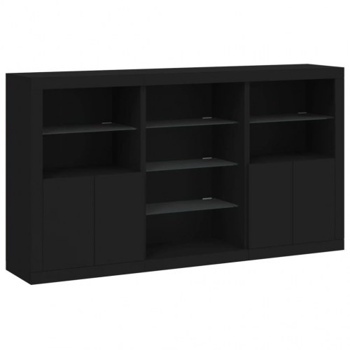 Skænk med LED-lys 181,5x37x100 cm sort