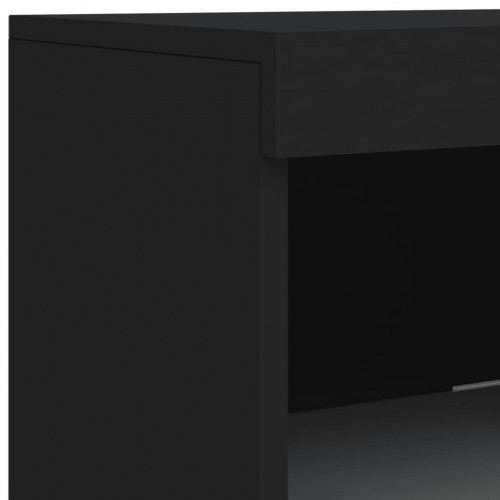 Skænk med LED-lys 181,5x37x100 cm sort