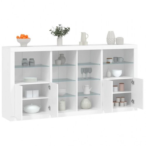 Skænk med LED-lys 202×37×100 cm - hvid
