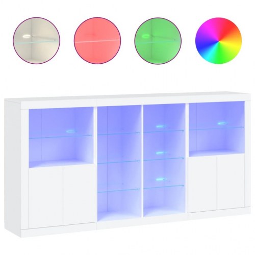 Skænk med LED-lys 202×37×100 cm - hvid