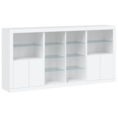 Skænk med LED-lys 202×37×100 cm - hvid
