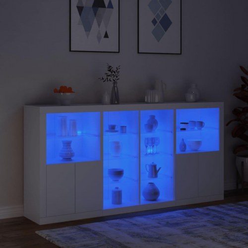 Skænk med LED-lys 202×37×100 cm - hvid