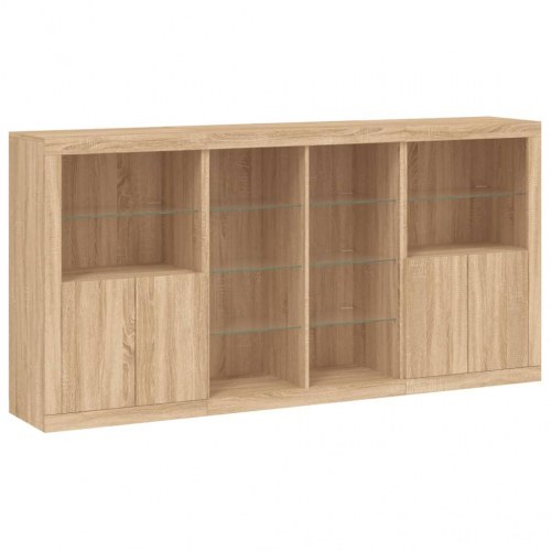 Skænk med LED-lys 202×37×100 cm - sonoma eg