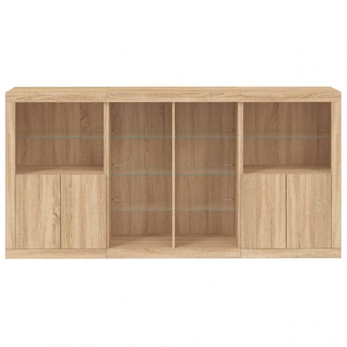 Skænk med LED-lys 202×37×100 cm - sonoma eg