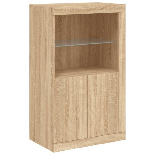Skænk med LED-lys 202×37×100 cm - sonoma eg