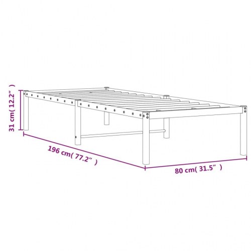 Sengeramme i metal 75 x 190 cm - hvid