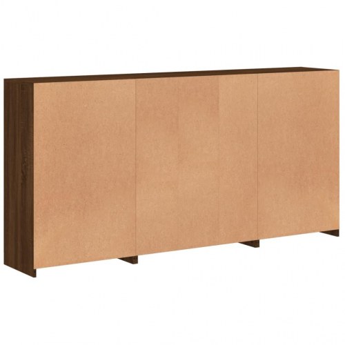 Skænk med LED-lys 202x37x100 cm brun egetræsfarve