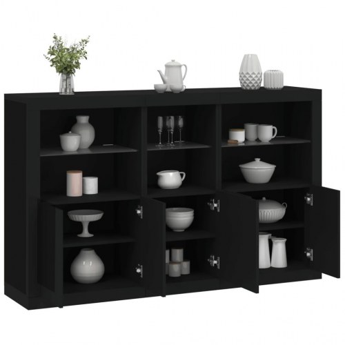 Skænk med LED-lys 162x37x100 cm sort